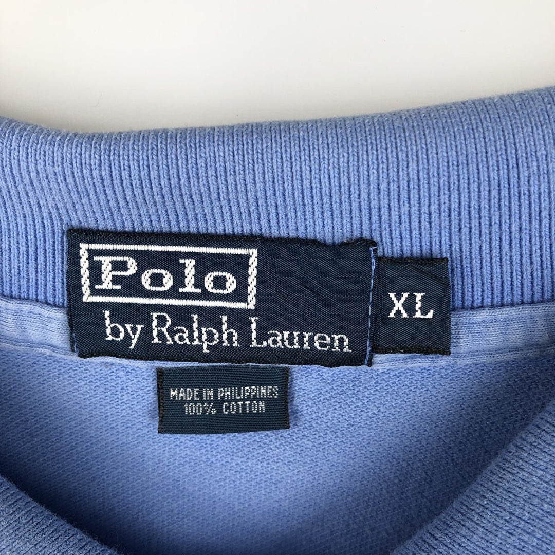 Ralph Lauren POLO by Ralph Lauren long sleeve polo shirt, men's XL size cotton Blue type light blue Vintage Second Hand