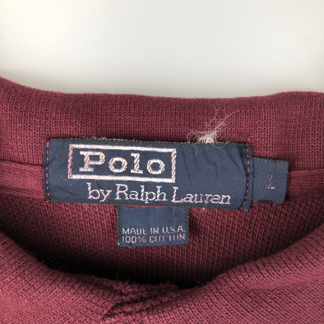 Ralph Lauren POLO by Ralph Lauren long-sleeved polo shirt, Made in USA, Men's XL cotton red type reddish brown Vintage Second Hand