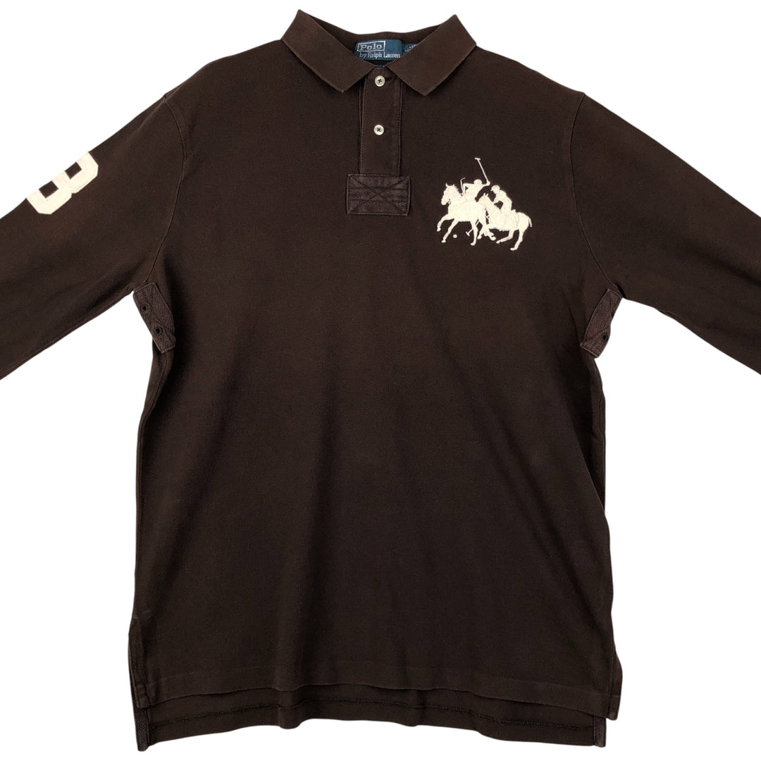 Ralph Lauren POLO by RALPH LAUREN CUSTOM FIT long-sleeved polo shirt, men's size L cotton brown type Vintage Second Hand