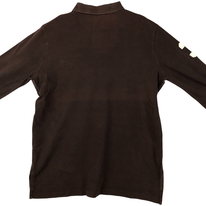 Ralph Lauren POLO by RALPH LAUREN CUSTOM FIT long-sleeved polo shirt, men's size L cotton brown type Vintage Second Hand
