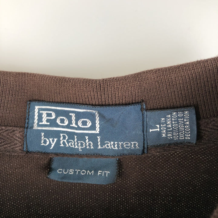 Ralph Lauren POLO by RALPH LAUREN CUSTOM FIT long-sleeved polo shirt, men's size L cotton brown type Vintage Second Hand