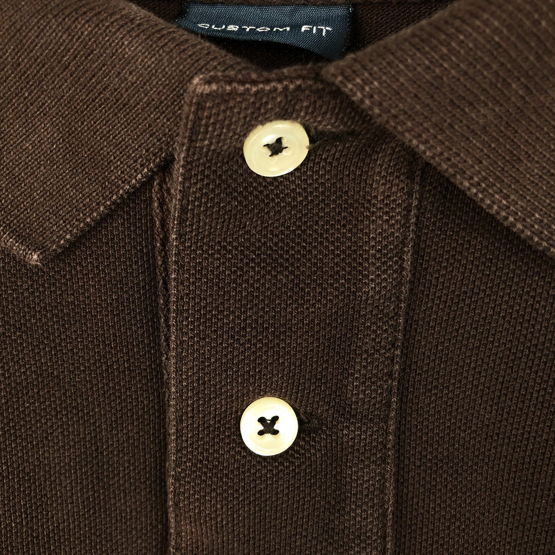 Ralph Lauren POLO by RALPH LAUREN CUSTOM FIT long-sleeved polo shirt, men's size L cotton brown type Vintage Second Hand