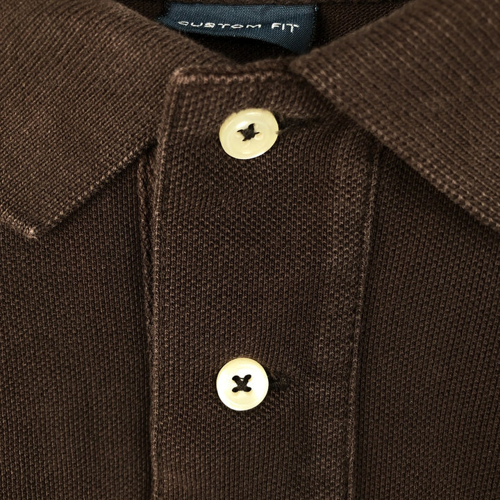 Ralph Lauren POLO by RALPH LAUREN CUSTOM FIT long-sleeved polo shirt, men's size L cotton brown type Vintage Second Hand