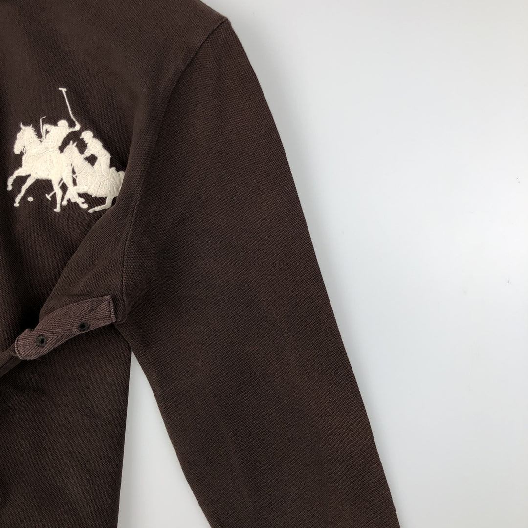 Ralph Lauren POLO by RALPH LAUREN CUSTOM FIT long-sleeved polo shirt, men's size L cotton brown type Vintage Second Hand