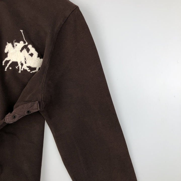 Ralph Lauren POLO by RALPH LAUREN CUSTOM FIT long-sleeved polo shirt, men's size L cotton brown type Vintage Second Hand