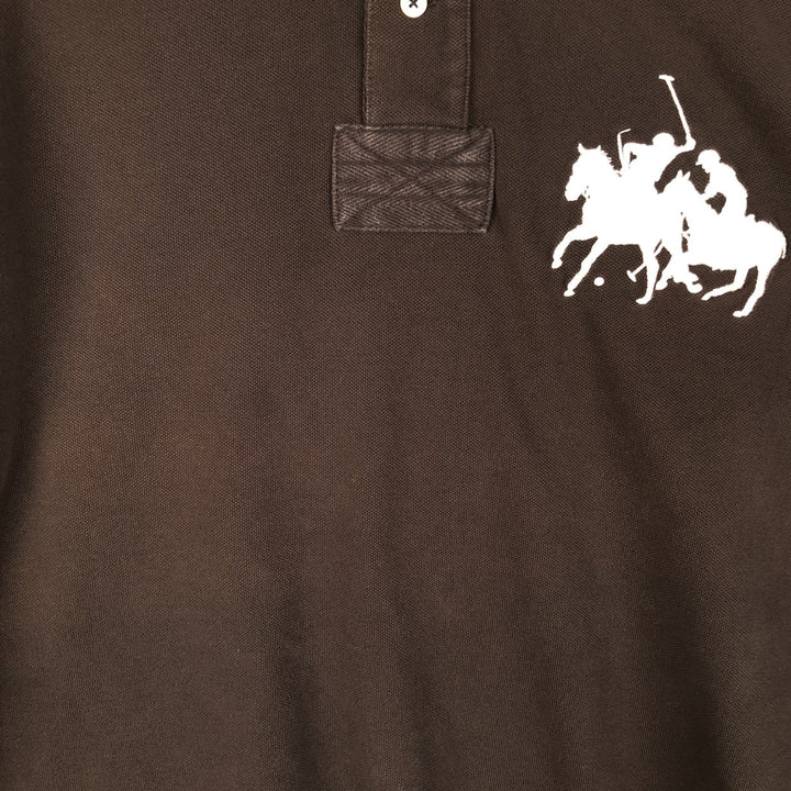 Ralph Lauren POLO by RALPH LAUREN CUSTOM FIT long-sleeved polo shirt, men's size L cotton brown type Vintage Second Hand