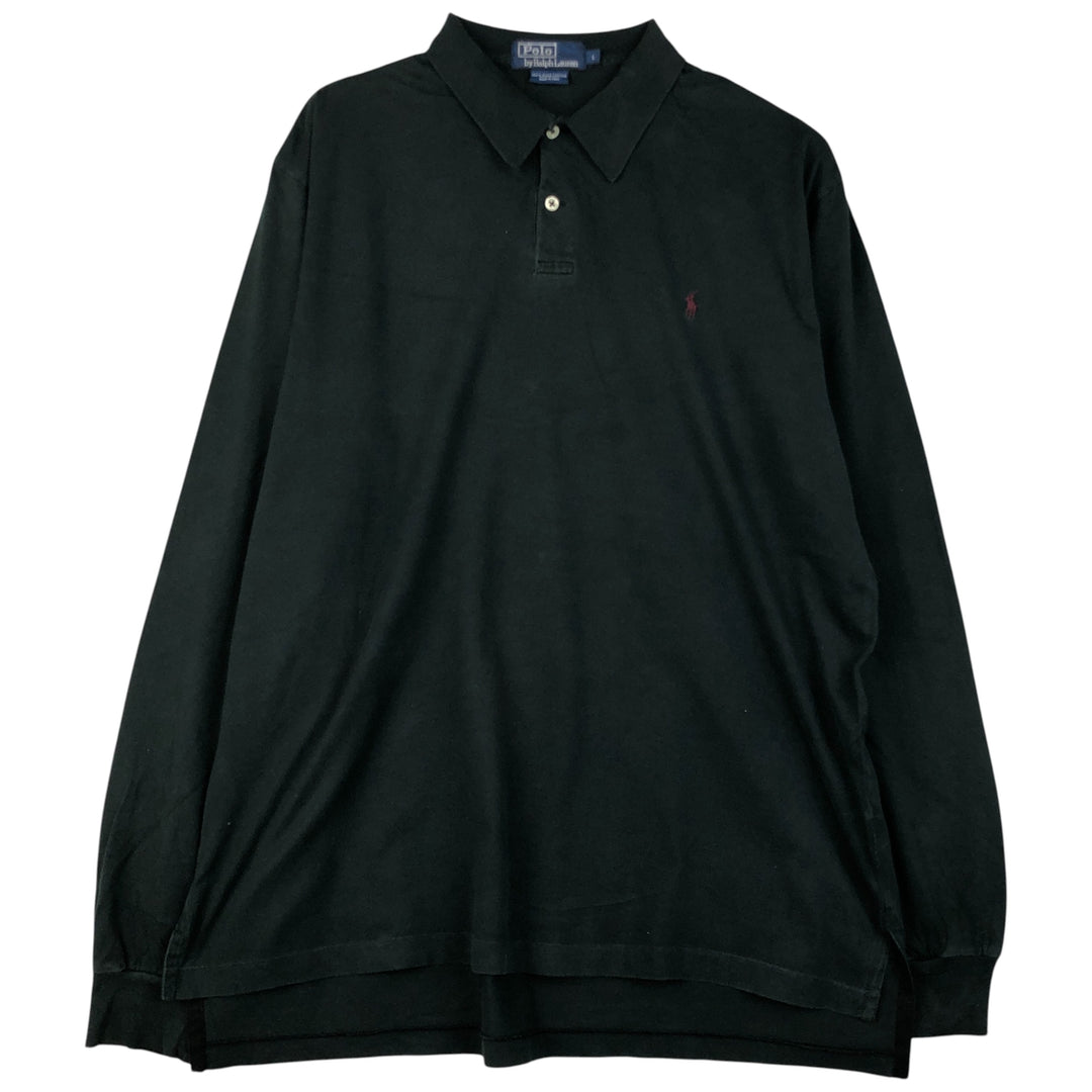 Ralph Lauren POLO by Ralph Lauren long sleeve polo shirt, men's size L Pima Cotton Green type dark green Vintage Second Hand