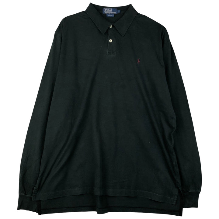 Ralph Lauren POLO by Ralph Lauren long sleeve polo shirt, men's size L Pima Cotton Green type dark green Vintage Second Hand