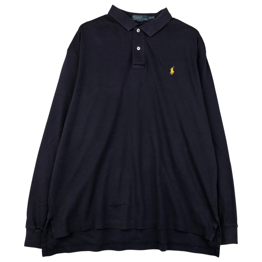 Ralph Lauren POLO by Ralph Lauren long sleeve polo shirt, men's XL size cotton navy blue type Vintage Second Hand