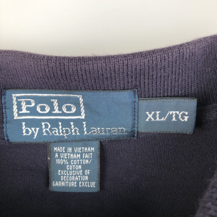 Ralph Lauren POLO by Ralph Lauren long sleeve polo shirt, men's XL size cotton navy blue type Vintage Second Hand