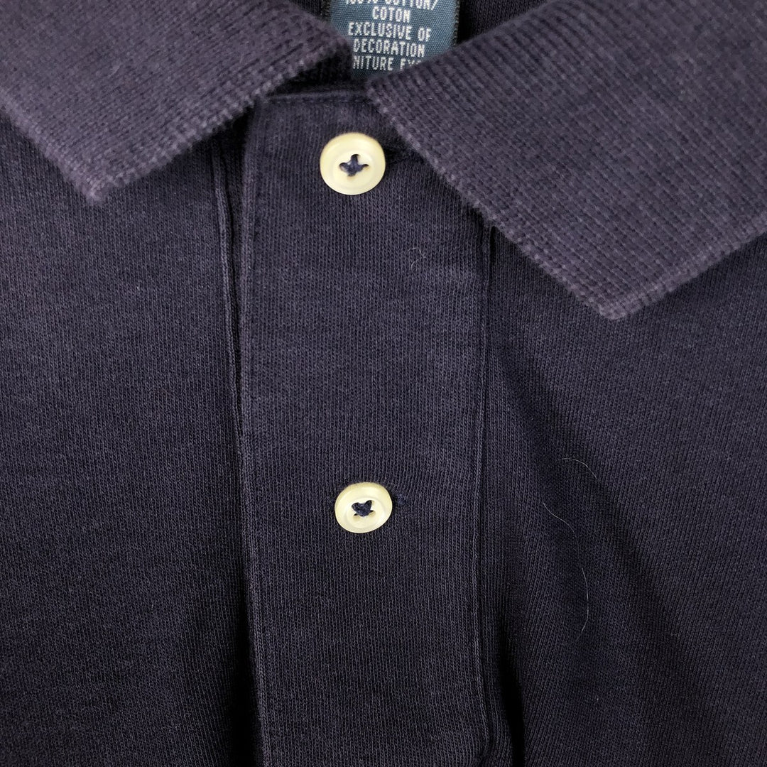 Ralph Lauren POLO by Ralph Lauren long sleeve polo shirt, men's XL size cotton navy blue type Vintage Second Hand