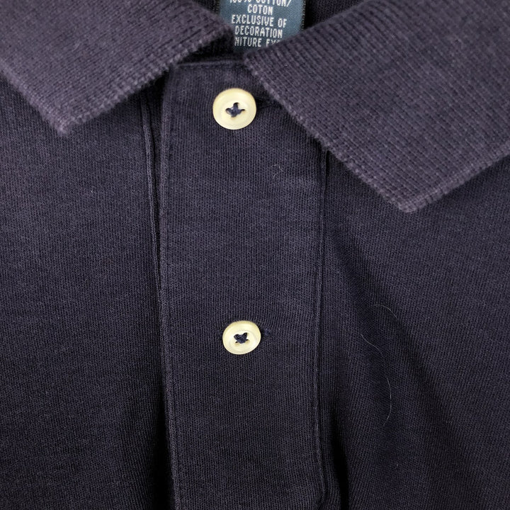 Ralph Lauren POLO by Ralph Lauren long sleeve polo shirt, men's XL size cotton navy blue type Vintage Second Hand