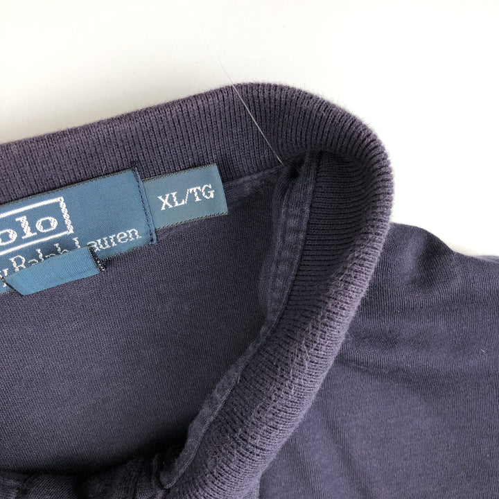 Ralph Lauren POLO by Ralph Lauren long sleeve polo shirt, men's XL size cotton navy blue type Vintage Second Hand