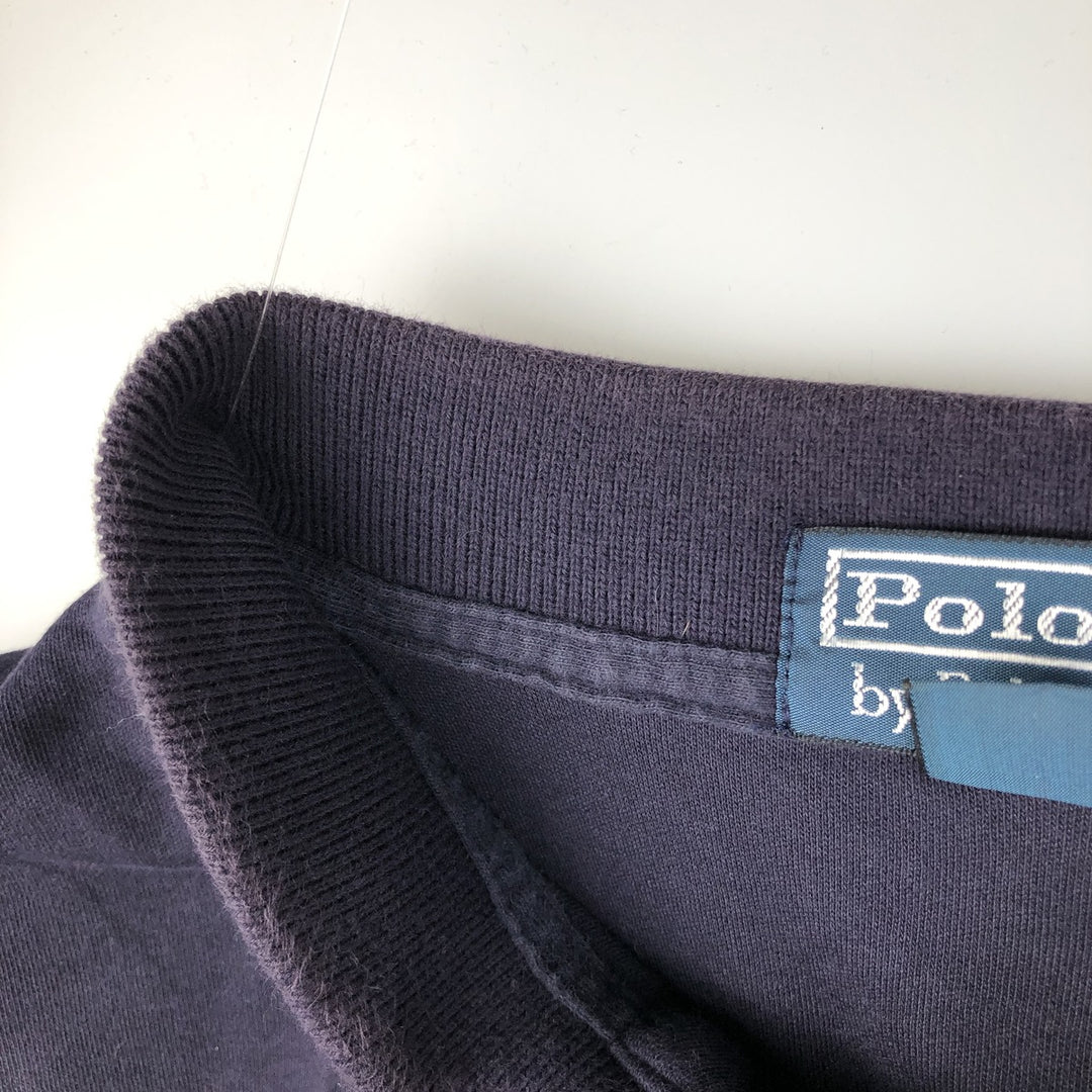 Ralph Lauren POLO by Ralph Lauren long sleeve polo shirt, men's XL size cotton navy blue type Vintage Second Hand