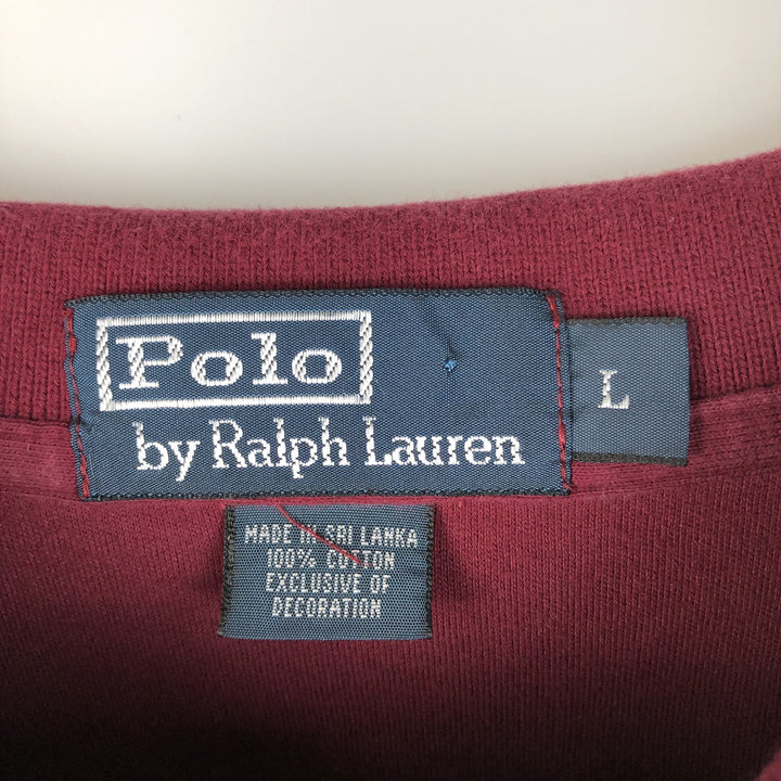 Ralph Lauren POLO by Ralph Lauren long sleeve polo shirt, men's size L cotton Red type red-purple Vintage Second Hand