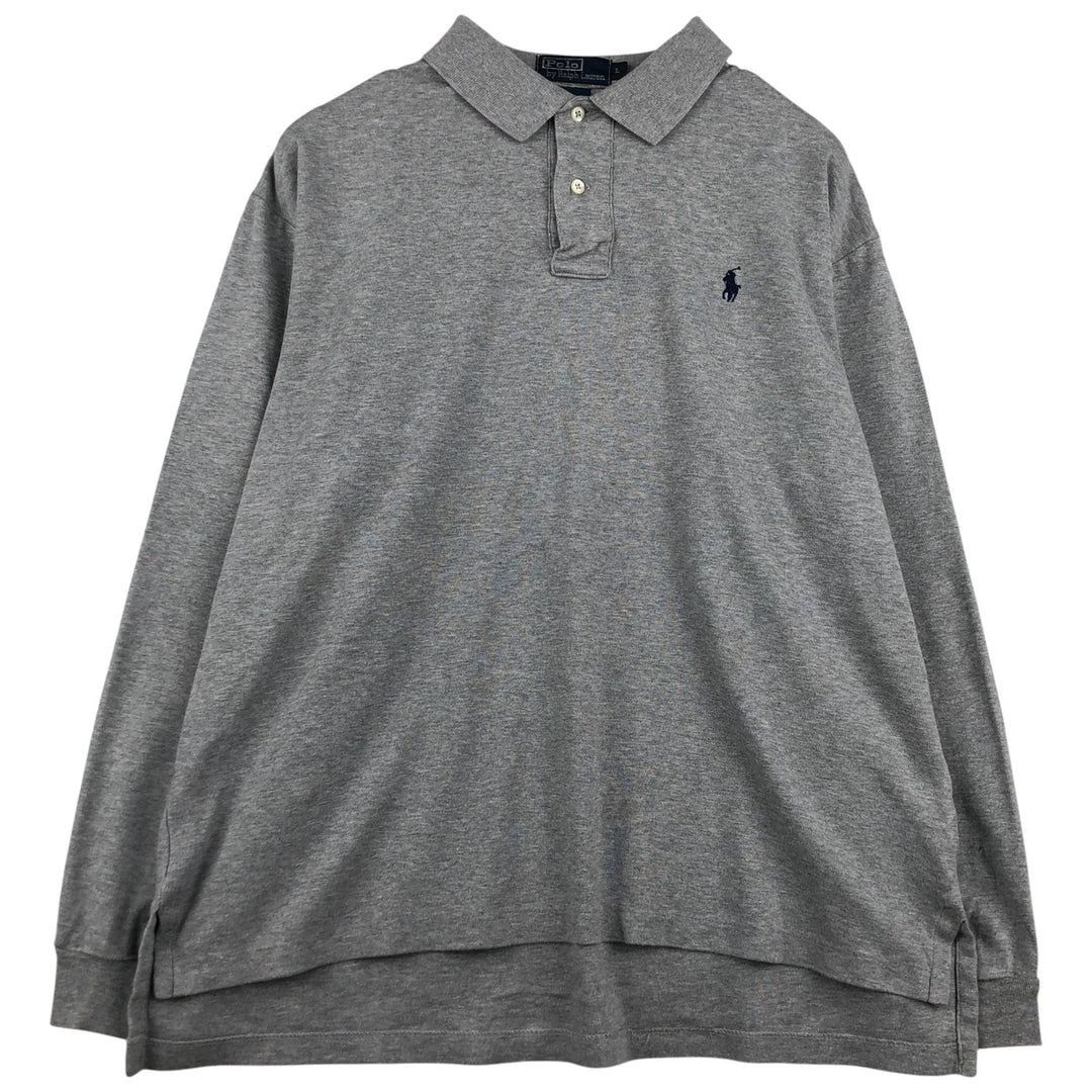 Ralph Lauren POLO by Ralph Lauren long sleeve polo shirt, men's size L cotton gray type Vintage Second Hand
