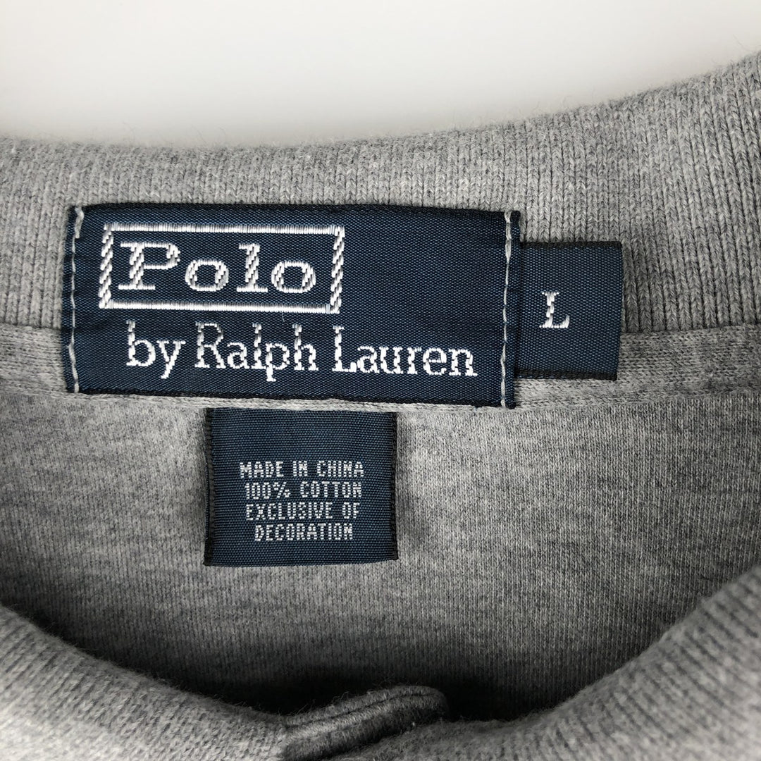 Ralph Lauren POLO by Ralph Lauren long sleeve polo shirt, men's size L cotton gray type Vintage Second Hand