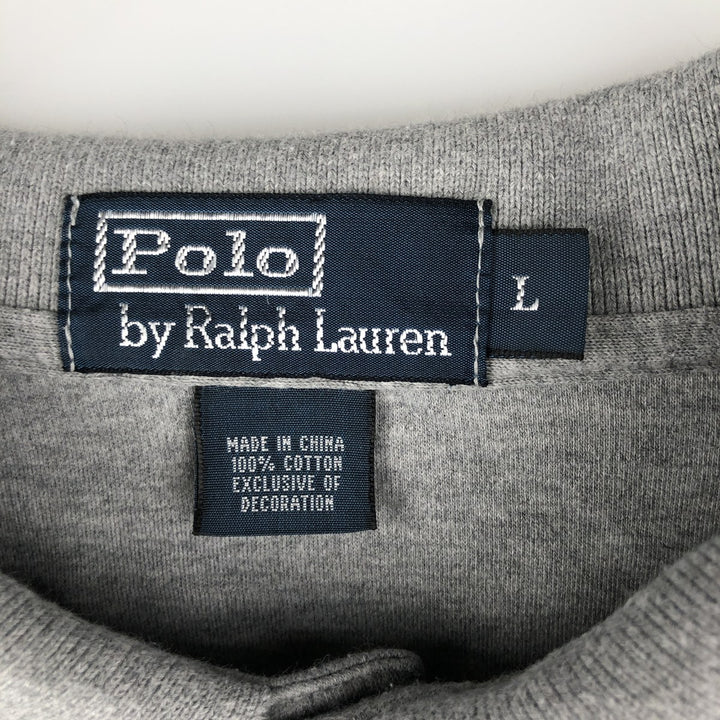 Ralph Lauren POLO by Ralph Lauren long sleeve polo shirt, men's size L cotton gray type Vintage Second Hand