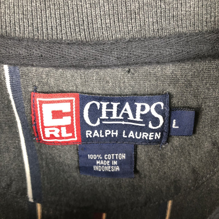 Ralph Lauren Chaps long-sleeved striped polo shirt, men's size L cotton Charcoal Vintage Second Hand