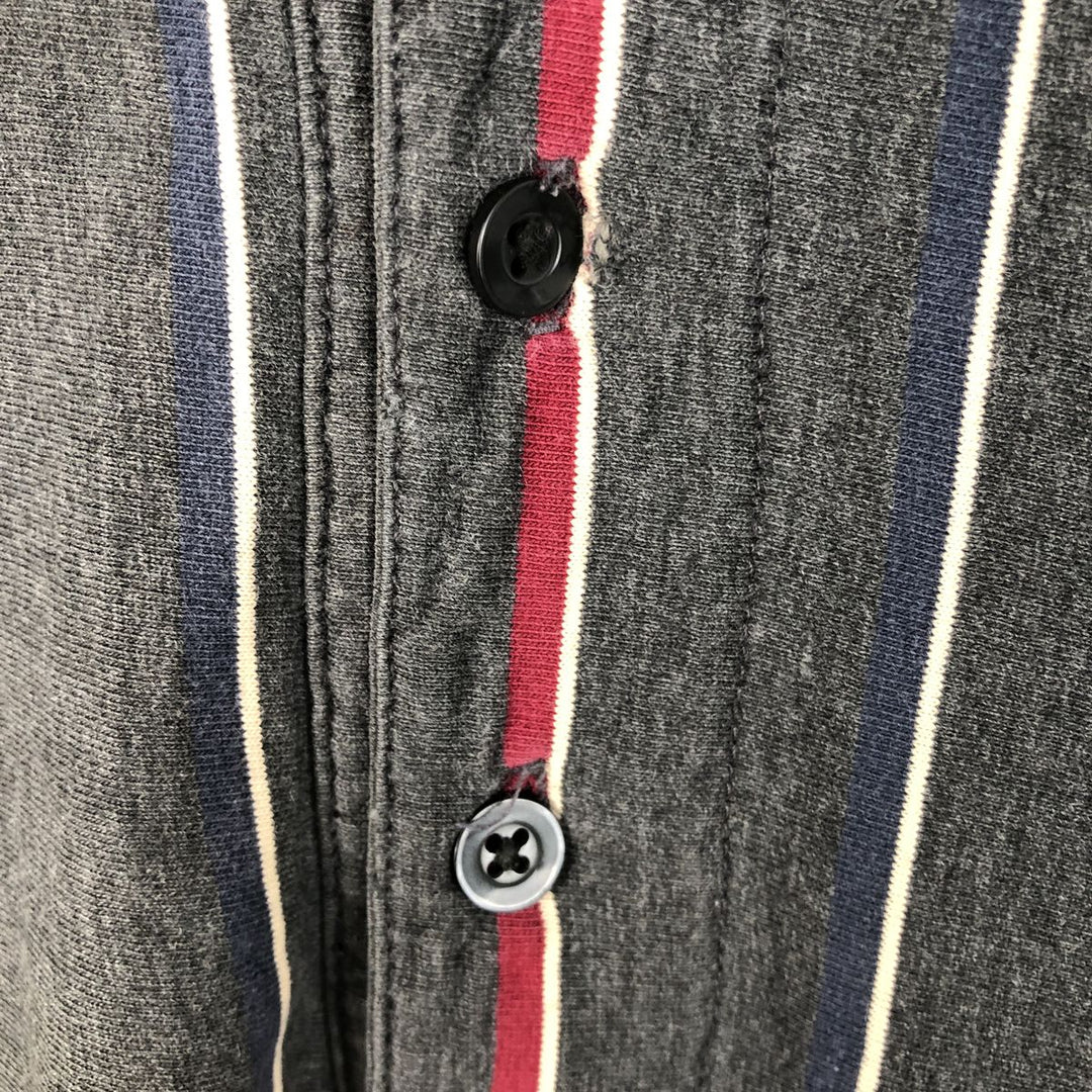 Ralph Lauren Chaps long-sleeved striped polo shirt, men's size L cotton Charcoal Vintage Second Hand