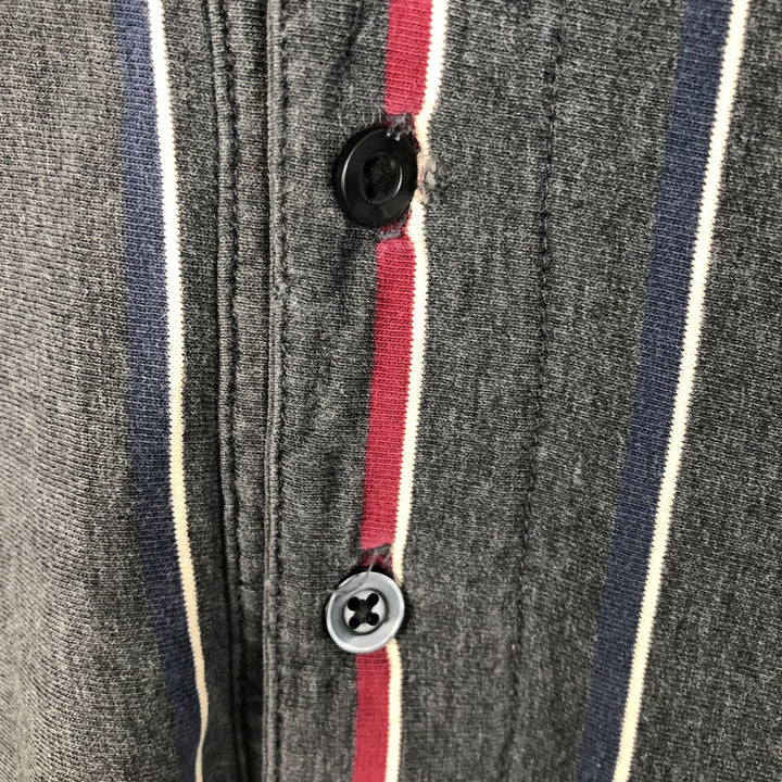 Ralph Lauren Chaps long-sleeved striped polo shirt, men's size L cotton Charcoal Vintage Second Hand