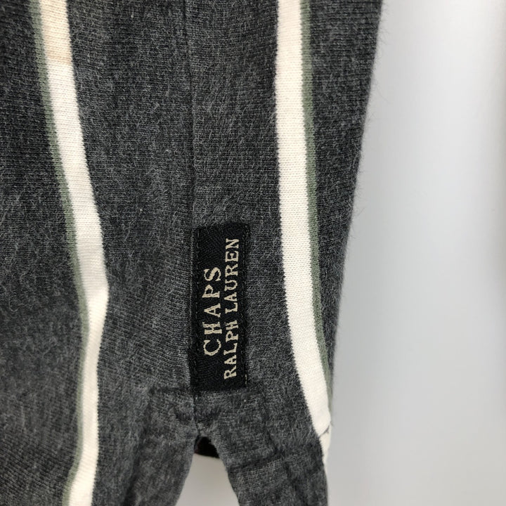 Ralph Lauren Chaps long-sleeved striped polo shirt, men's size L cotton Charcoal Vintage Second Hand