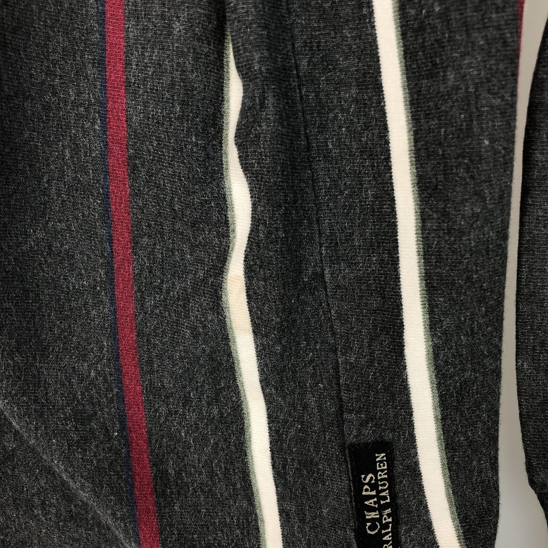 Ralph Lauren Chaps long-sleeved striped polo shirt, men's size L cotton Charcoal Vintage Second Hand