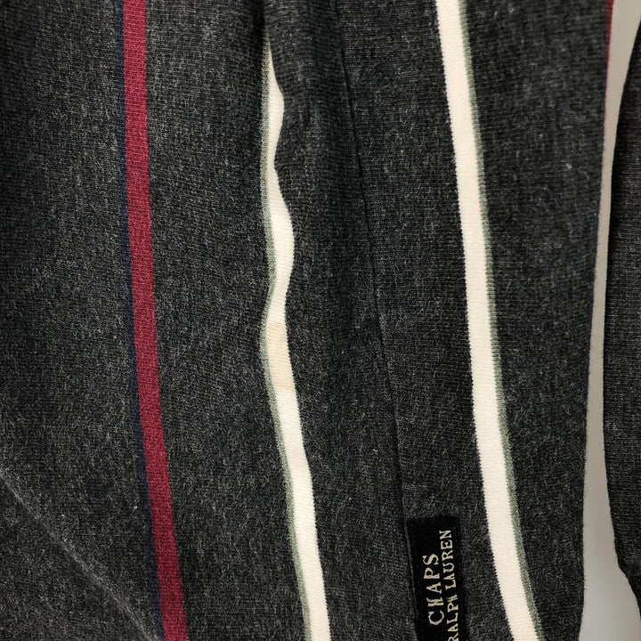 Ralph Lauren Chaps long-sleeved striped polo shirt, men's size L cotton Charcoal Vintage Second Hand