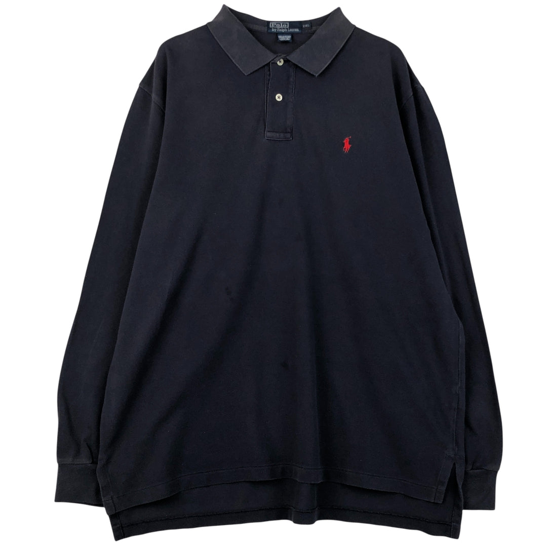 Ralph Lauren POLO by Ralph Lauren long sleeve polo shirt, men's size XXL cotton navy blue type Vintage Second Hand
