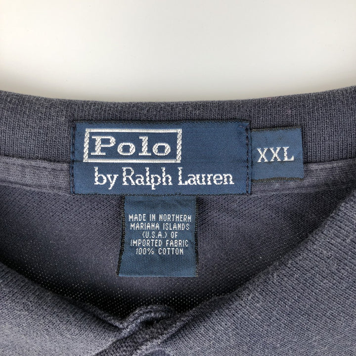 Ralph Lauren POLO by Ralph Lauren long sleeve polo shirt, men's size XXL cotton navy blue type Vintage Second Hand