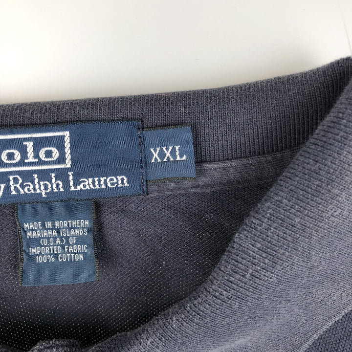 Ralph Lauren POLO by Ralph Lauren long sleeve polo shirt, men's size XXL cotton navy blue type Vintage Second Hand