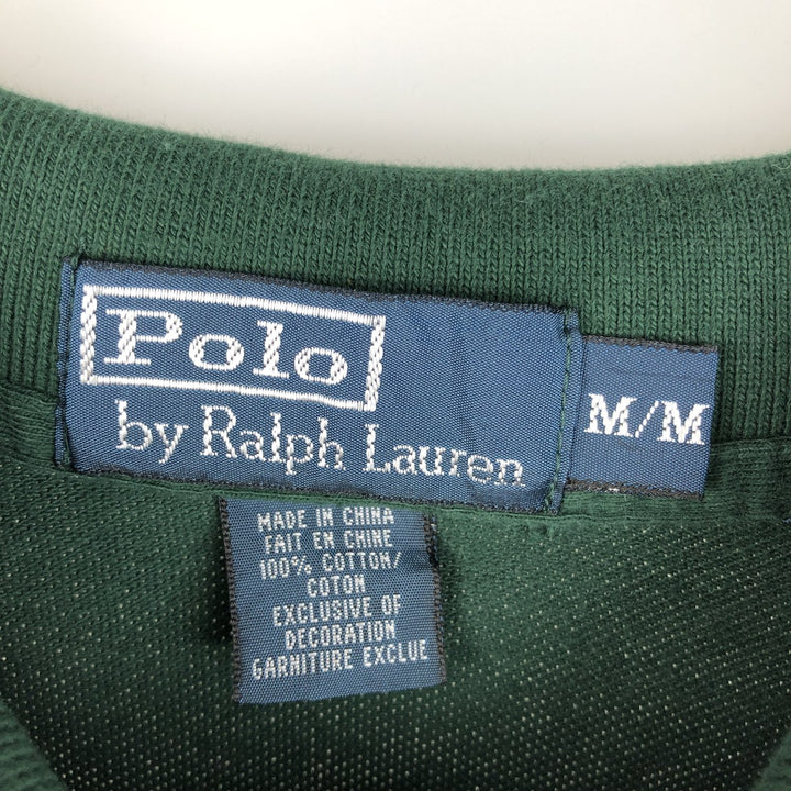 Ralph Lauren POLO by Ralph Lauren long sleeve polo shirt, men's size M cotton green type Vintage Second Hand