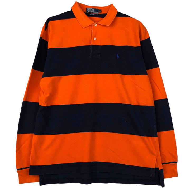 Ralph Lauren POLO by Ralph Lauren Long Sleeve Striped Polo Shirt Men's XL cotton orange type Vintage Second Hand