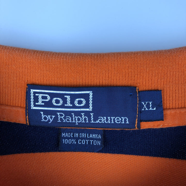 Ralph Lauren POLO by Ralph Lauren Long Sleeve Striped Polo Shirt Men's XL cotton orange type Vintage Second Hand