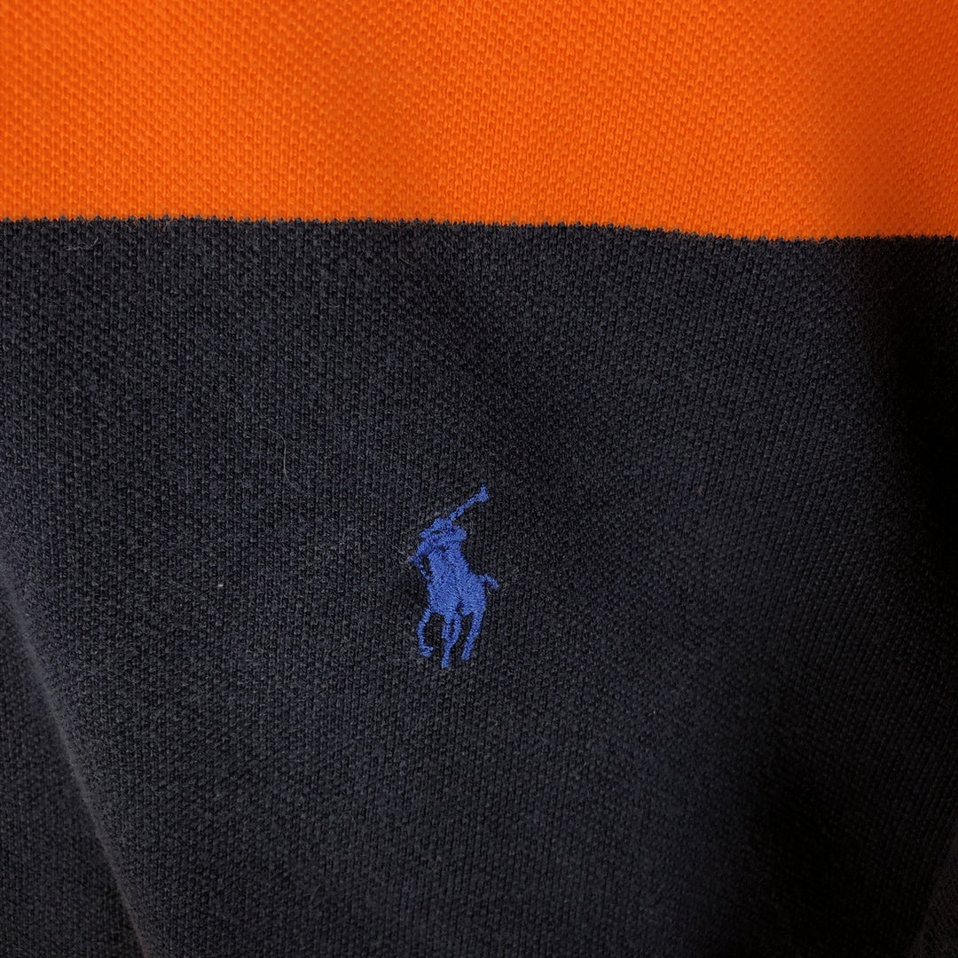 Ralph Lauren POLO by Ralph Lauren Long Sleeve Striped Polo Shirt Men's XL cotton orange type Vintage Second Hand