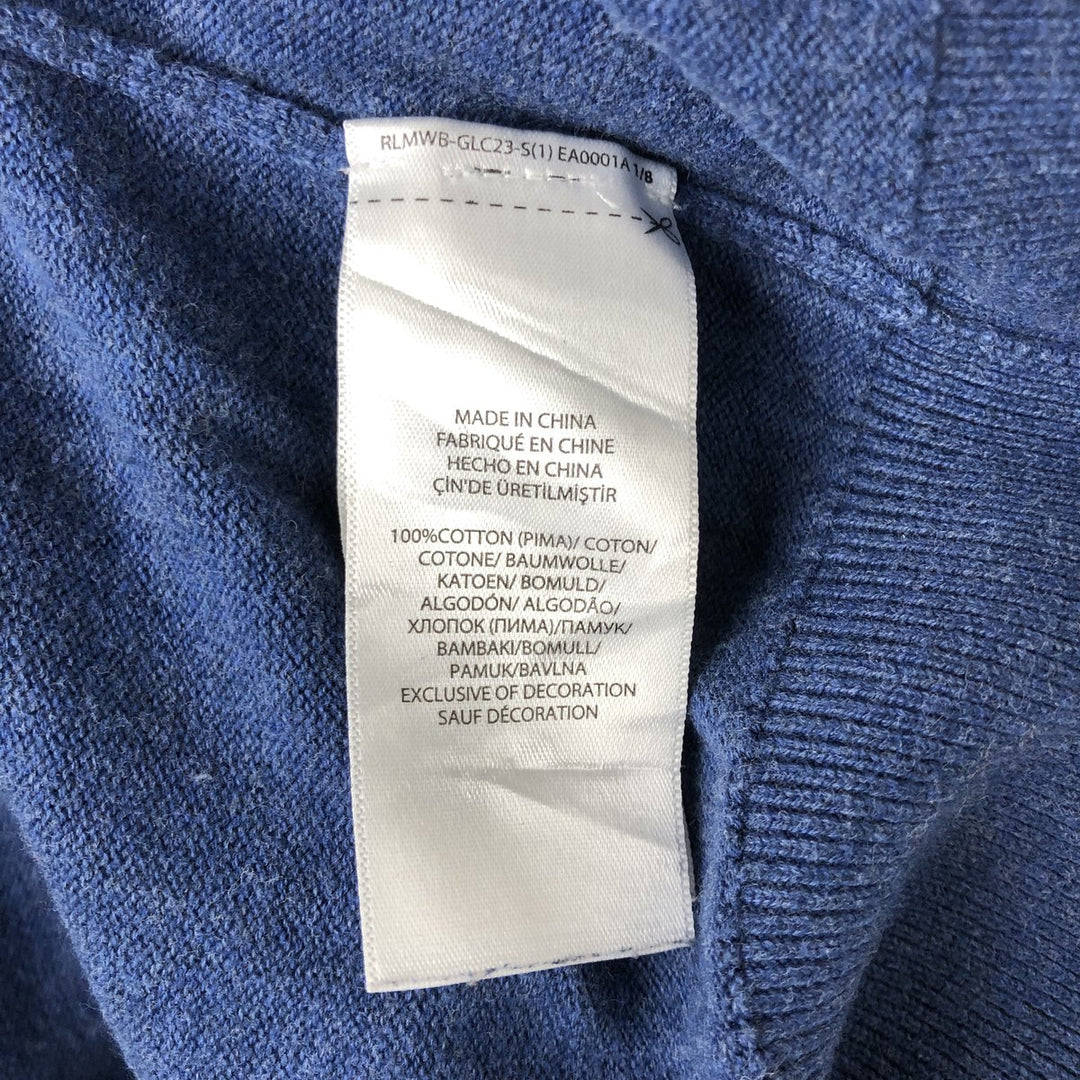 Ralph Lauren POLO RALPH LAUREN V-neck cotton knit sweater, women's size M cotton blue type Vintage Second Hand