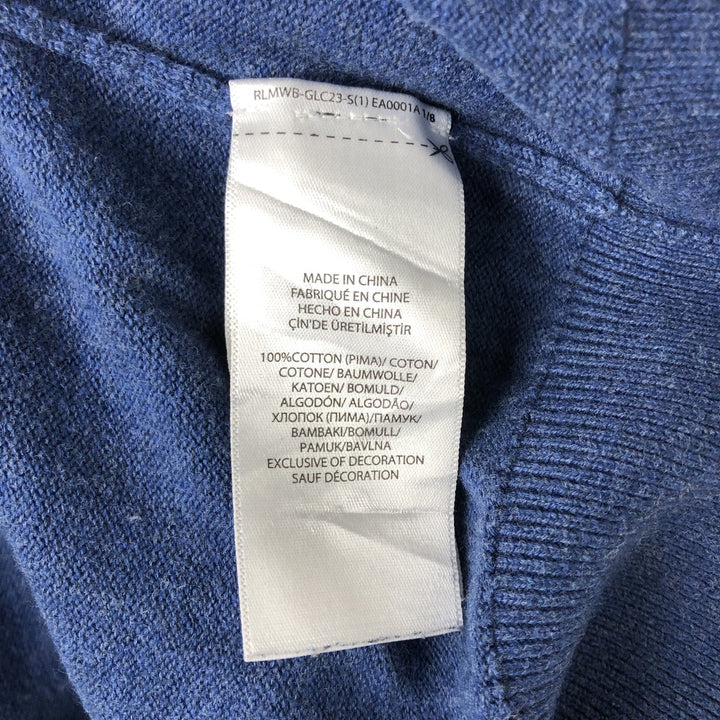 Ralph Lauren POLO RALPH LAUREN V-neck cotton knit sweater, women's size M cotton blue type Vintage Second Hand