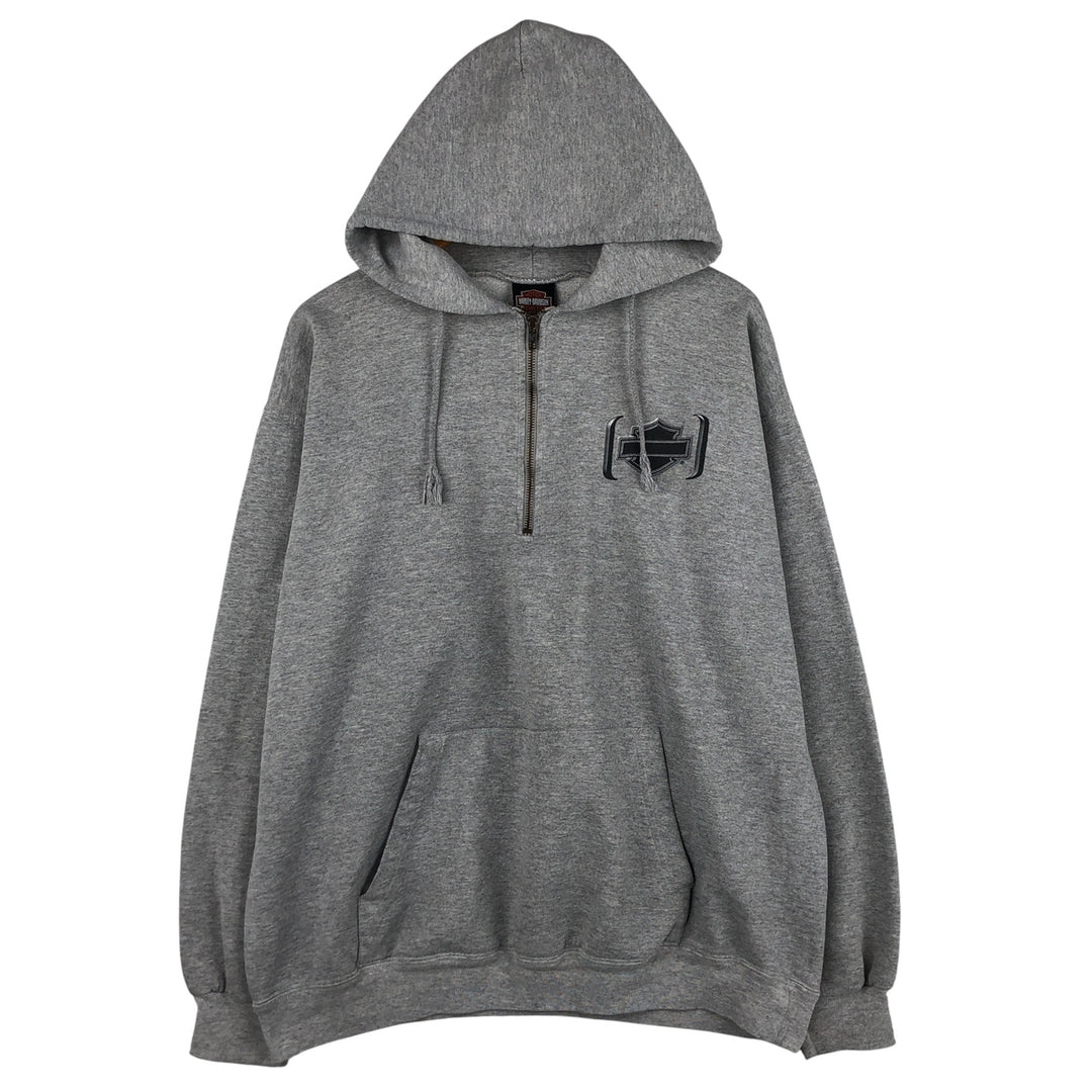 2000'S Harley-Davidson Half-Zip Advertising Pullover Hoodie, Men's XL unclear gray type Vintage Second Hand