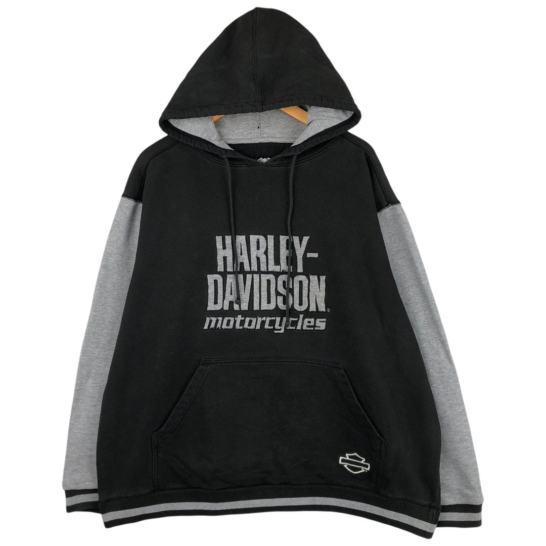 2000'S Harley-Davidson Eagle Pattern Advertising Pullover Hoodie, Men's XL unclear black type Vintage Second Hand