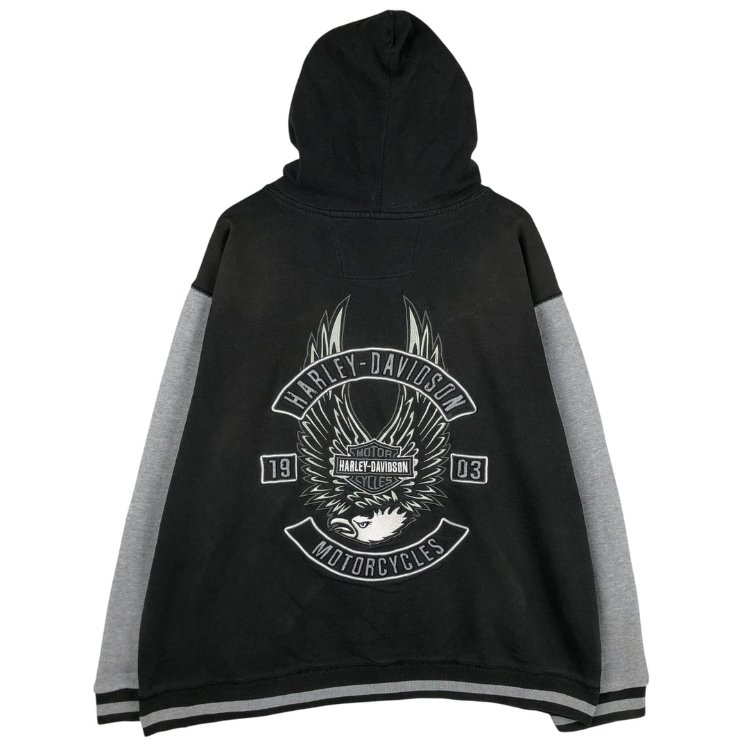 2000'S Harley-Davidson Eagle Pattern Advertising Pullover Hoodie, Men's XL unclear black type Vintage Second Hand