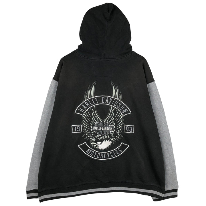 2000'S Harley-Davidson Eagle Pattern Advertising Pullover Hoodie, Men's XL unclear black type Vintage Second Hand