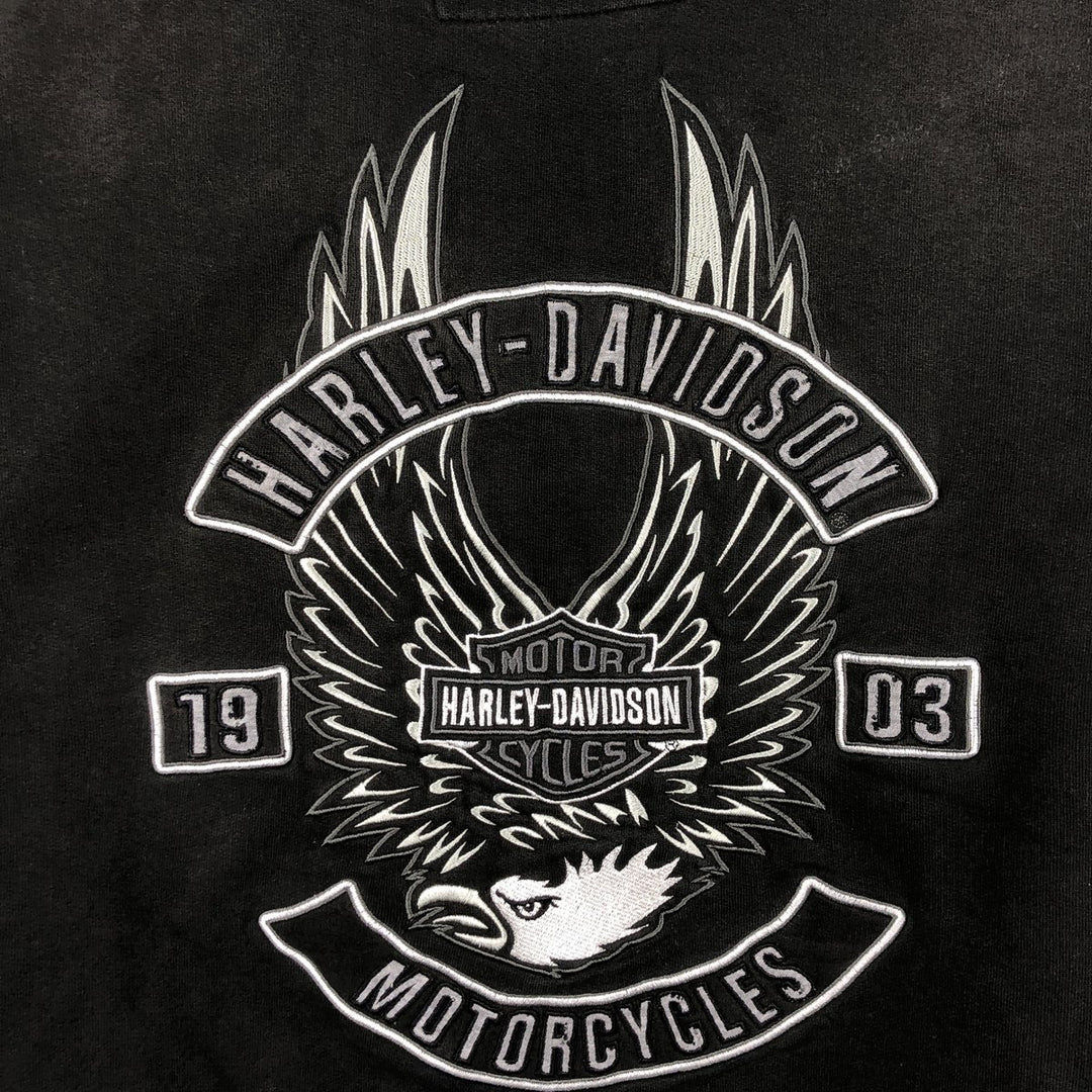 2000'S Harley-Davidson Eagle Pattern Advertising Pullover Hoodie, Men's XL unclear black type Vintage Second Hand