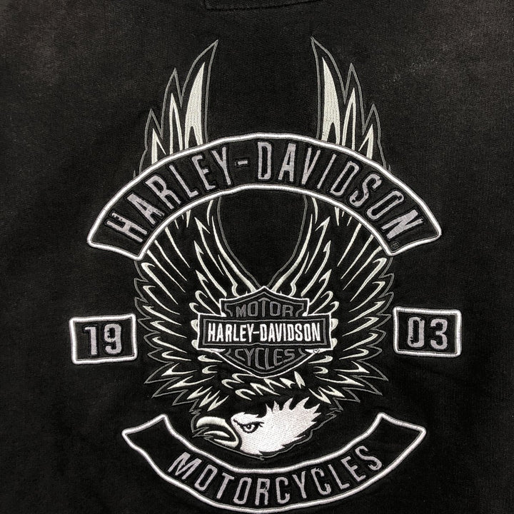 2000'S Harley-Davidson Eagle Pattern Advertising Pullover Hoodie, Men's XL unclear black type Vintage Second Hand