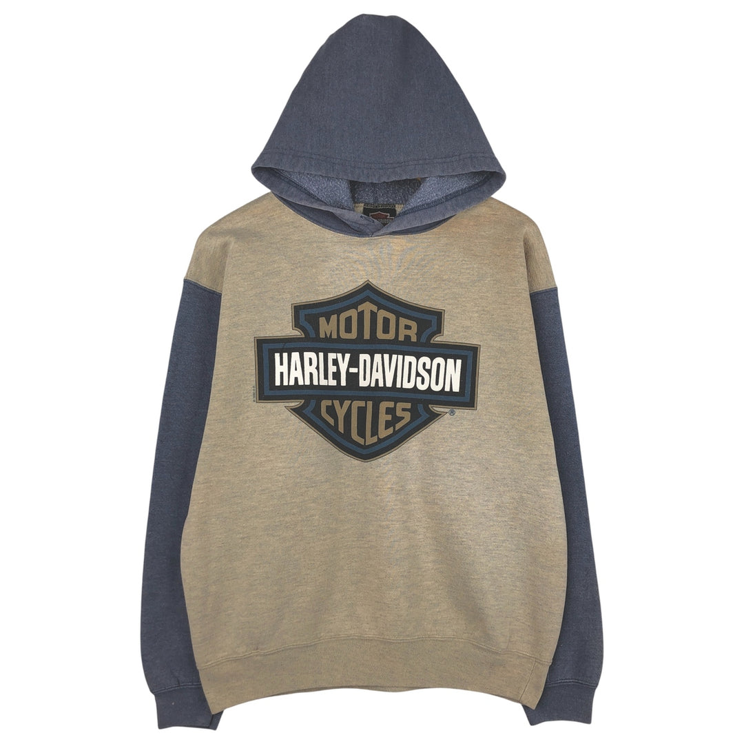 Vintage 1990'S Harley-Davidson Advertising Pullover Hoodie, Made in USA, Men's Size L cotton Beige type Vintage Second Hand