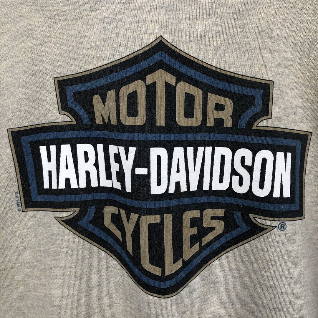 Vintage 1990'S Harley-Davidson Advertising Pullover Hoodie, Made in USA, Men's Size L cotton Beige type Vintage Second Hand