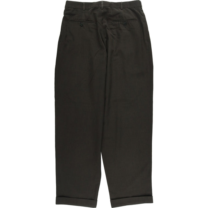 CAMBRIDGE Glen Check Three-pleat Slacks, Made in USA, Men's Size W31 polyester Khaki type Vintage Second Hand