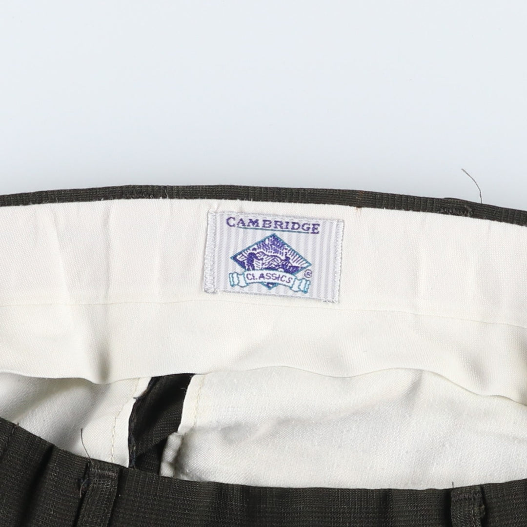CAMBRIDGE Glen Check Three-pleat Slacks, Made in USA, Men's Size W31 polyester Khaki type Vintage Second Hand