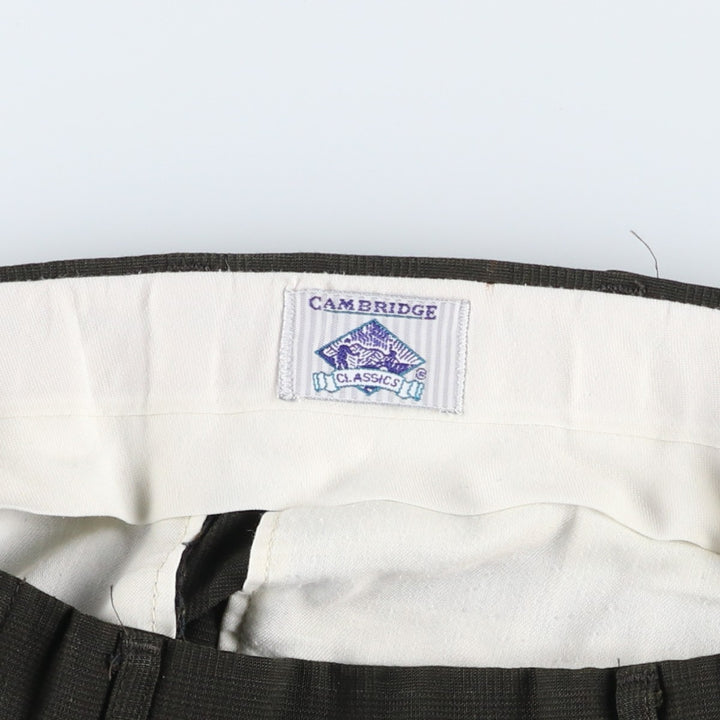 CAMBRIDGE Glen Check Three-pleat Slacks, Made in USA, Men's Size W31 polyester Khaki type Vintage Second Hand
