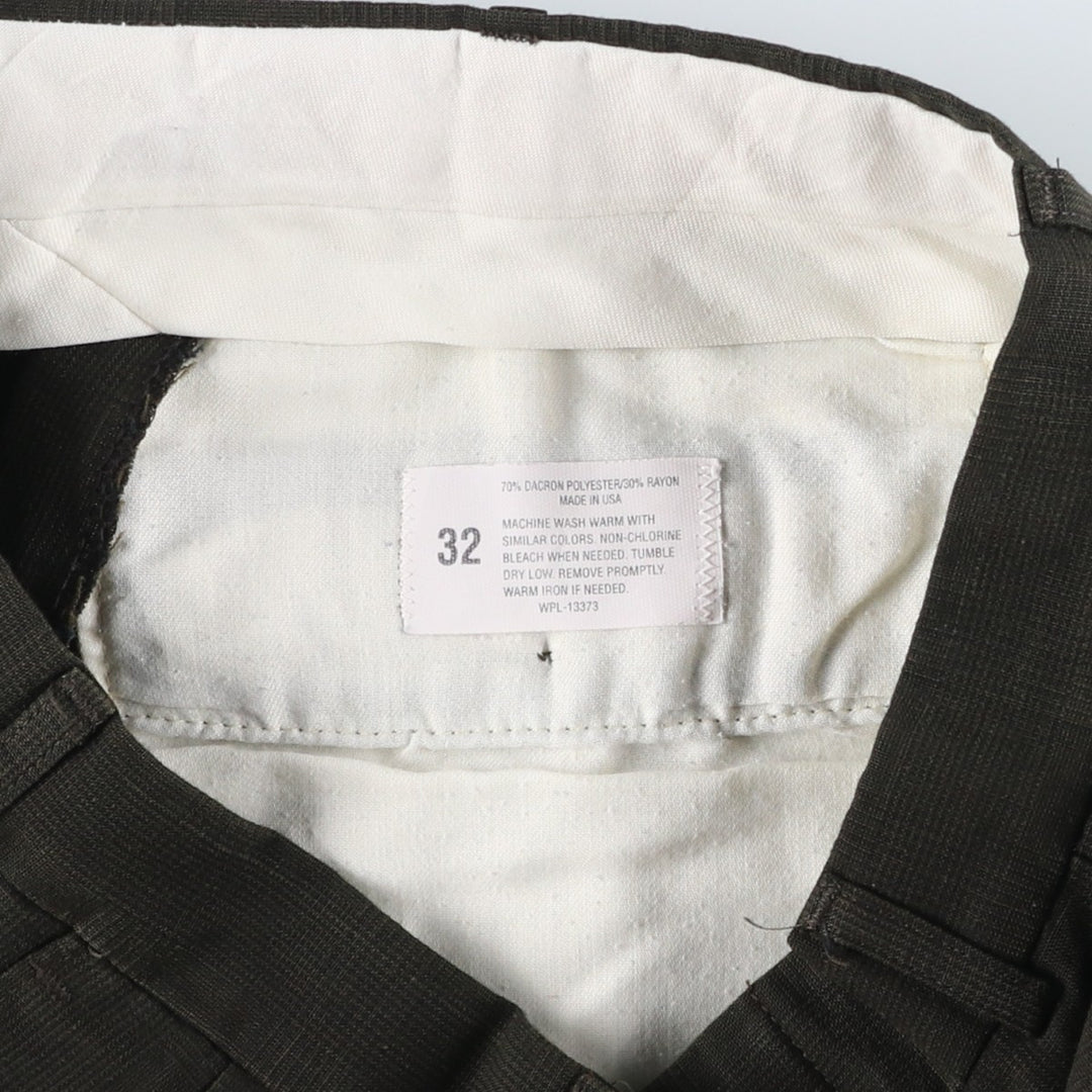 CAMBRIDGE Glen Check Three-pleat Slacks, Made in USA, Men's Size W31 polyester Khaki type Vintage Second Hand
