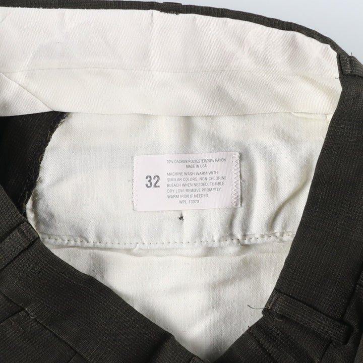 CAMBRIDGE Glen Check Three-pleat Slacks, Made in USA, Men's Size W31 polyester Khaki type Vintage Second Hand